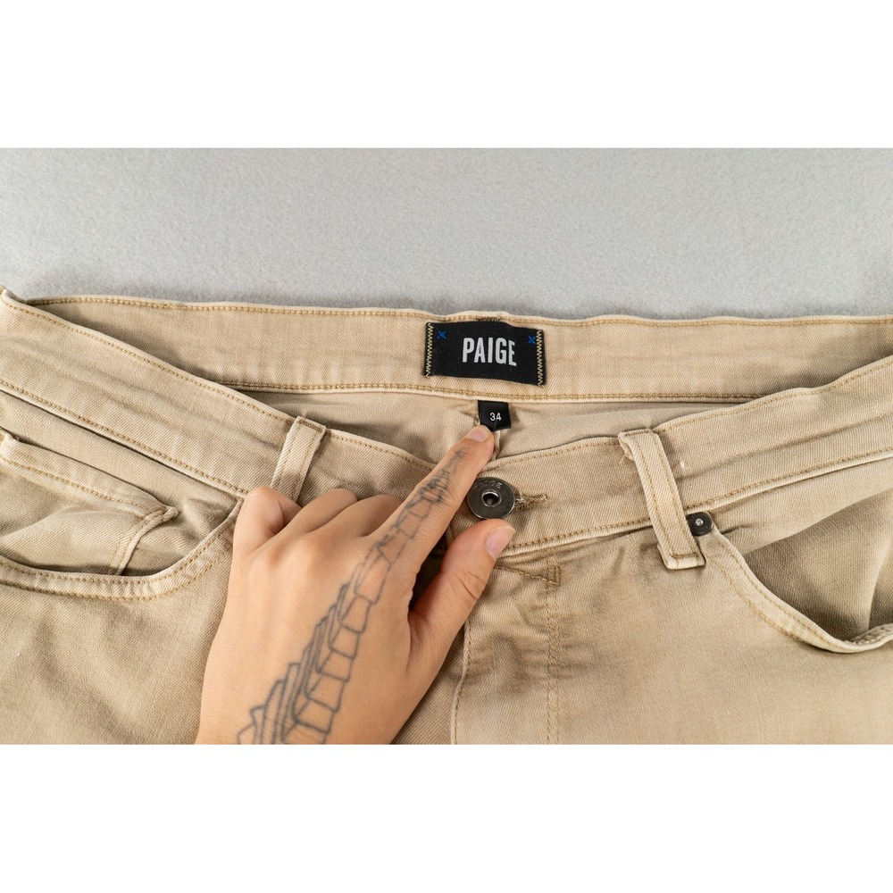 Paige Federal Slim Straight Leg Pants Mens 34 Tan Khaki Transcend Denim Chino - Picture 3 of 12